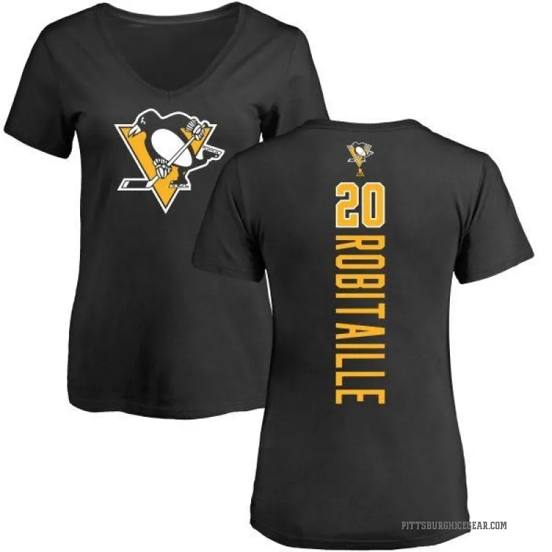 Luc Robitaille Women's Black Pittsburgh Penguins Backer T-Shirt -