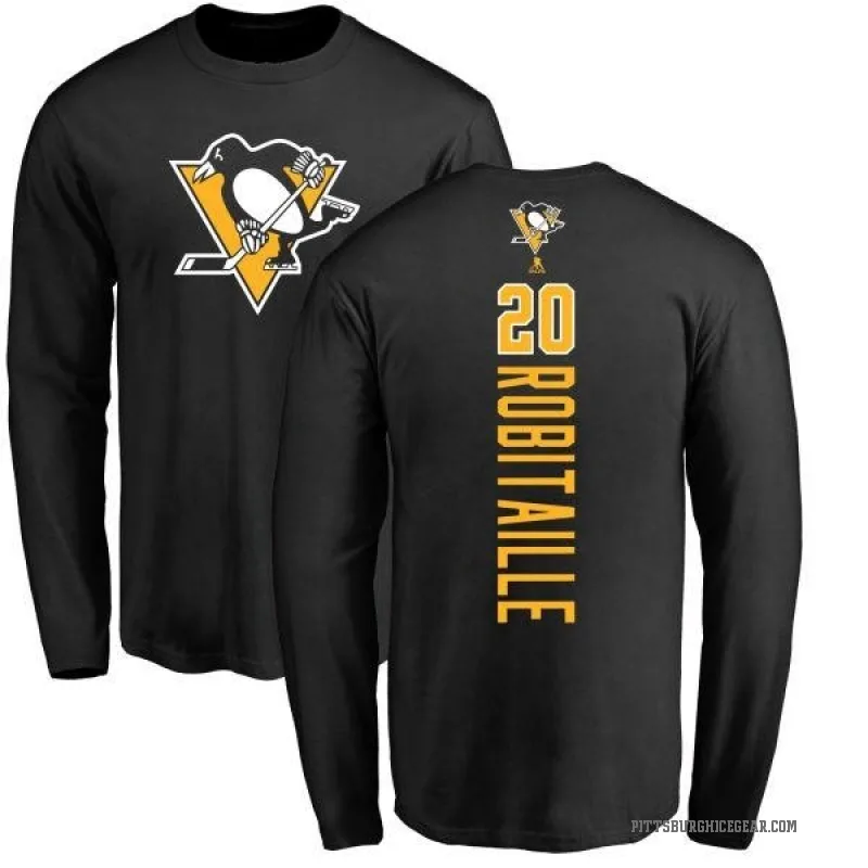 Luc Robitaille Youth Black Pittsburgh Penguins Backer Long Sleeve T-Shirt -