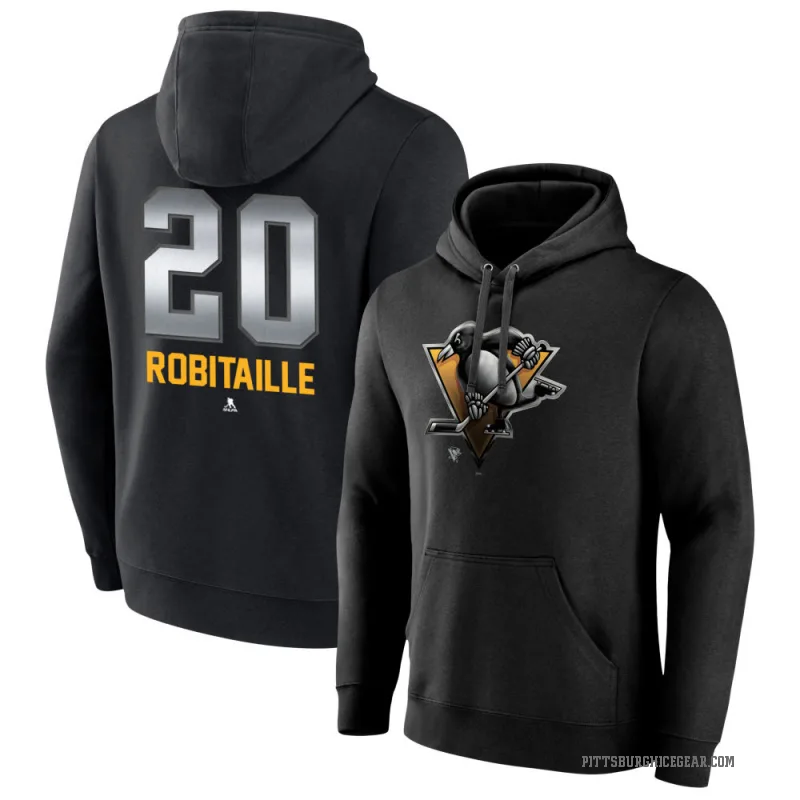 Luc Robitaille Youth Black Pittsburgh Penguins Branded Midnight Mascot Logo Pullover Hoodie
