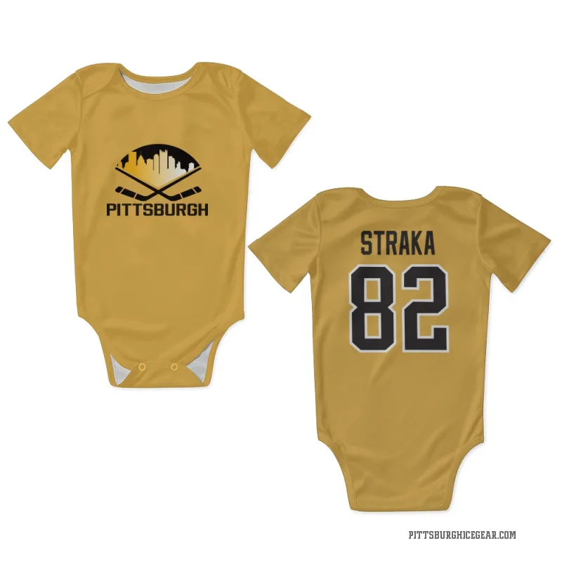 Martin Straka  Gold Pittsburgh Penguins  Newborn & Infant Bodysuit
