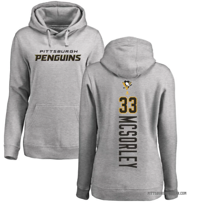 Marty Mcsorley Women's Pittsburgh Penguins Branded Ash Backer Pullover Hoodie