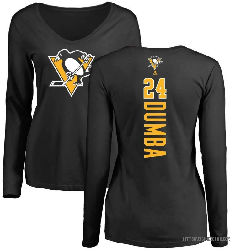 Matt Dumba Women's Black Pittsburgh Penguins Backer Long Sleeve T-Shirt -