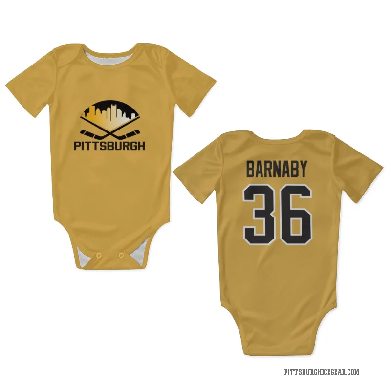 Matthew Barnaby  Gold Pittsburgh Penguins  Newborn & Infant Bodysuit