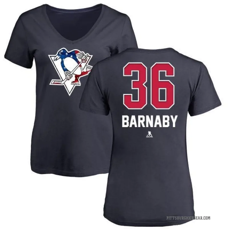 Matthew Barnaby Women's Navy Pittsburgh Penguins Name and Number Banner Wave V-Neck T-Shirt -