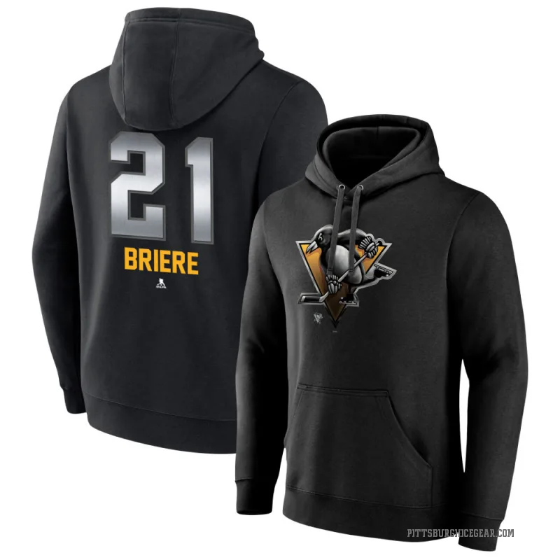 Michel Briere Men's Black Pittsburgh Penguins Branded Midnight Mascot Logo Pullover Hoodie