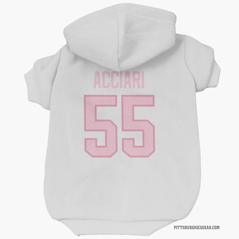 Noel Acciari  White Pink Pittsburgh Penguins  Cat & Dog Pet Hoodie
