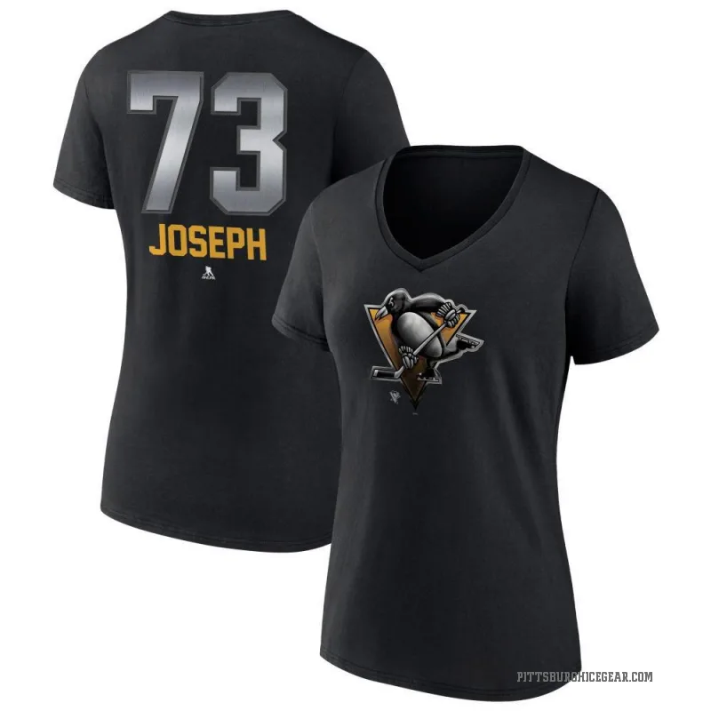 P.O Joseph Women's Black Pittsburgh Penguins Midnight Mascot Logo V-Neck T-Shirt