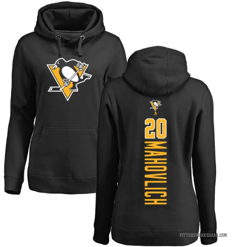 Peter Mahovlich Women's Black Pittsburgh Penguins Branded Backer Pullover Hoodie