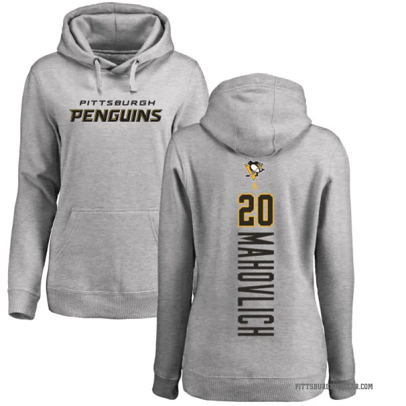 Peter Mahovlich Women's Pittsburgh Penguins Branded Ash Backer Pullover Hoodie