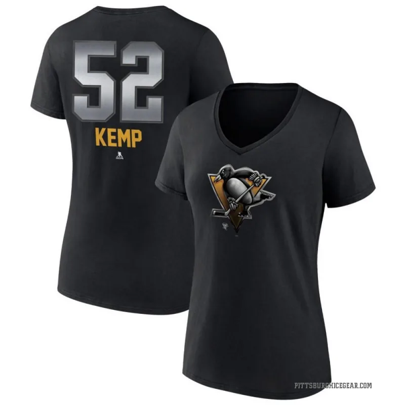 Philip Kemp Women's Black Pittsburgh Penguins Midnight Mascot Logo V-Neck T-Shirt