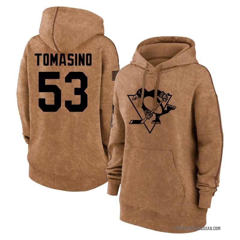 Philip Tomasino Women's Brown Pittsburgh Penguins 2023 Salute to Service Pullover Hoodie