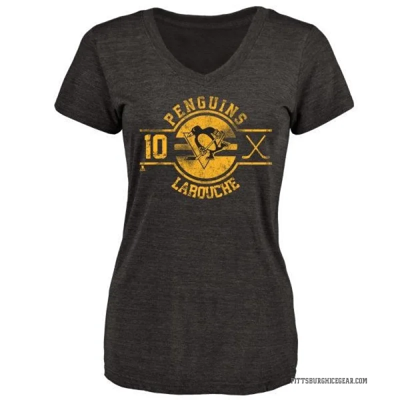Pierre Larouche Women's Black Pittsburgh Penguins Insignia T-Shirt -
