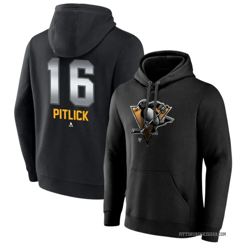 Rem Pitlick Youth Black Pittsburgh Penguins Branded Midnight Mascot Logo Pullover Hoodie