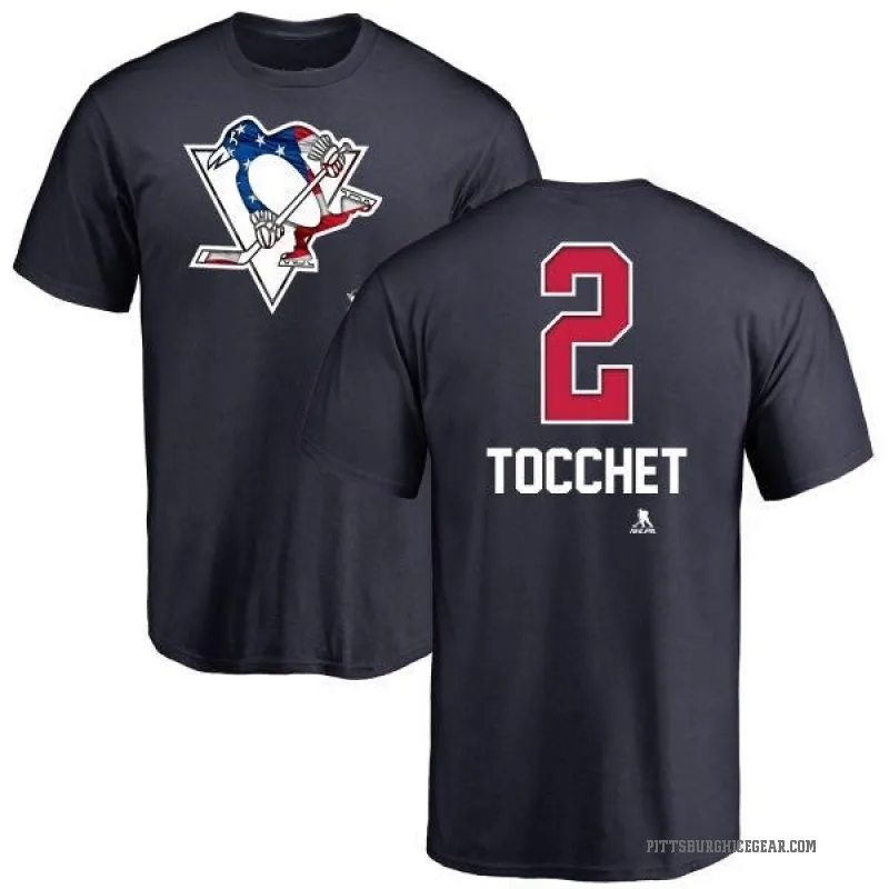 Rick Tocchet Men's Navy Pittsburgh Penguins Name and Number Banner Wave T-Shirt -