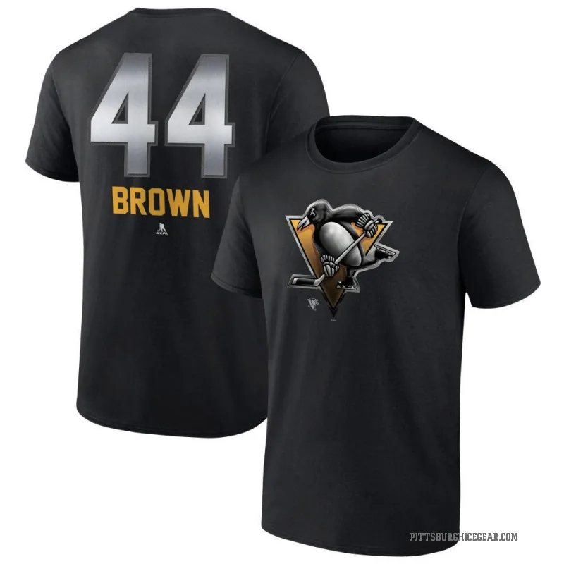 Rob Brown Men's Black Pittsburgh Penguins Midnight Mascot Logo T-Shirt