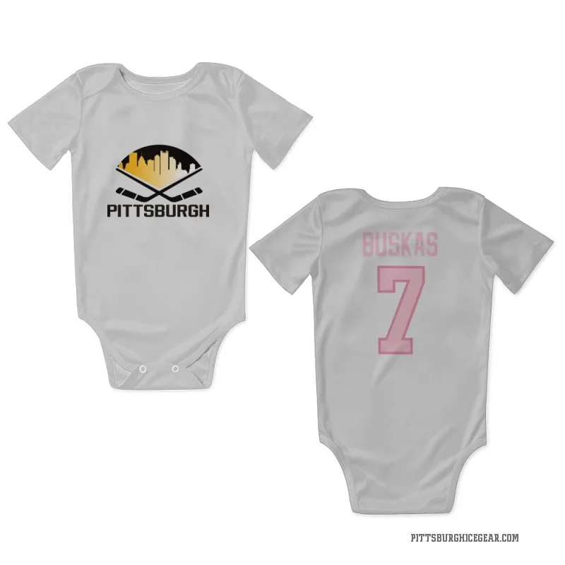 Rod Buskas  White Pink Pittsburgh Penguins  Newborn & Infant Bodysuit