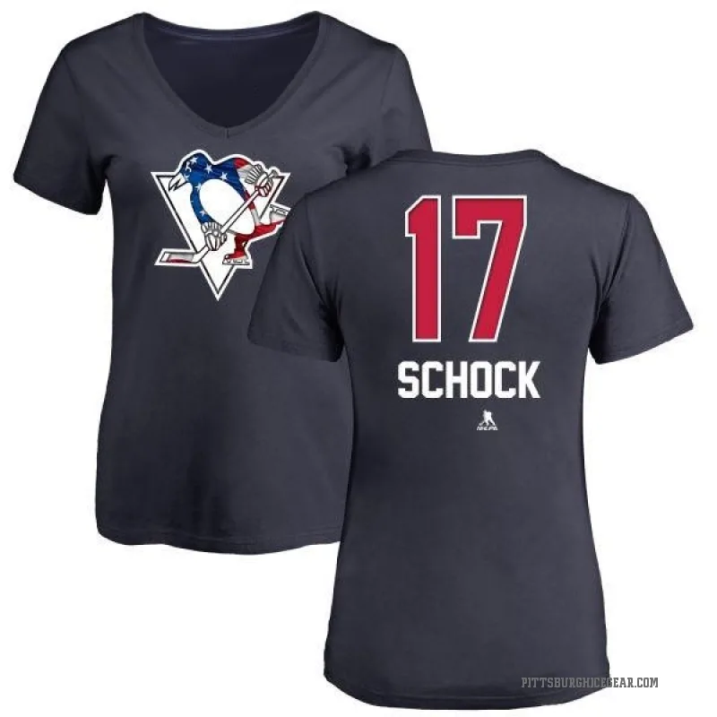 Ron Schock Women's Navy Pittsburgh Penguins Name and Number Banner Wave V-Neck T-Shirt -