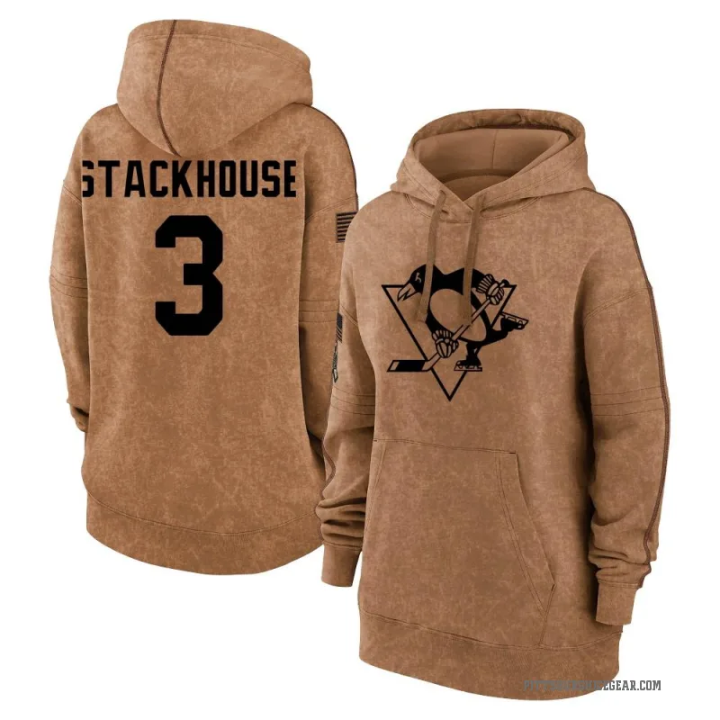 Ron Stackhouse Women's Brown Pittsburgh Penguins 2023 Salute to Service Pullover Hoodie