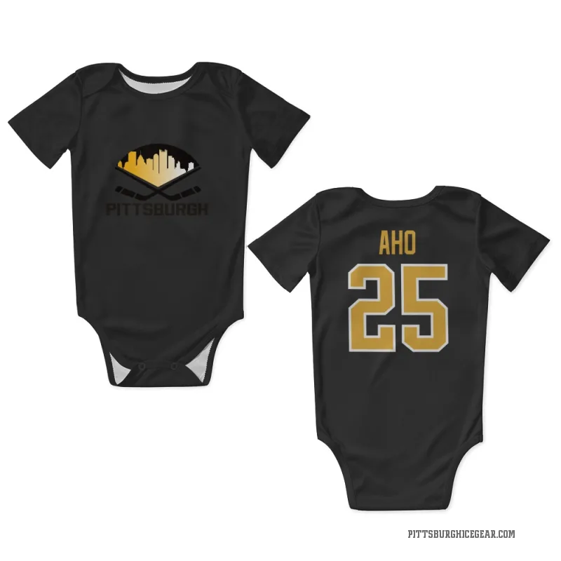 Sebastian Aho  Black Pittsburgh Penguins  Newborn & Infant Bodysuit