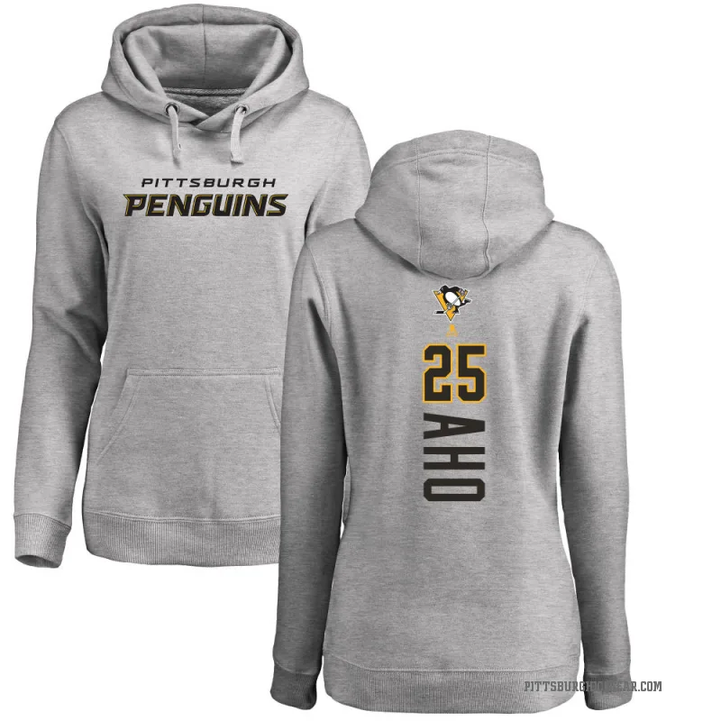 Sebastian Aho Women's Pittsburgh Penguins Branded Ash Backer Pullover Hoodie