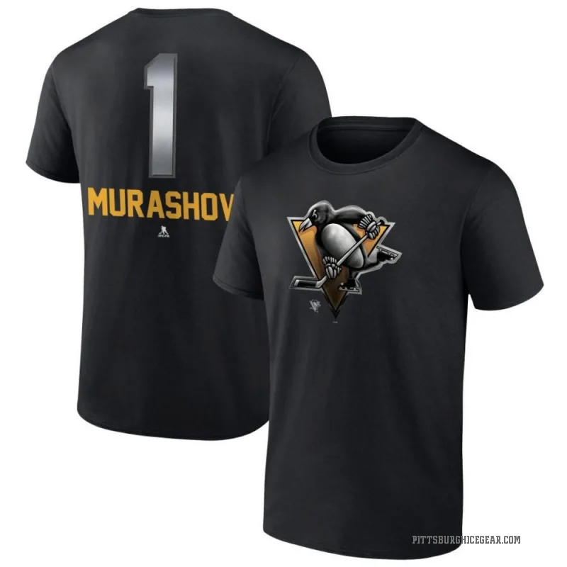 Sergei Murashov Men's Black Pittsburgh Penguins Midnight Mascot Logo T-Shirt