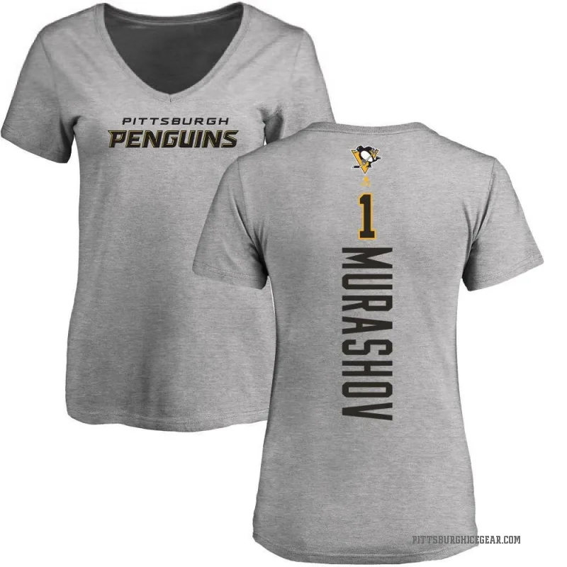Sergei Murashov Women's Ash Pittsburgh Penguins Backer T-Shirt -