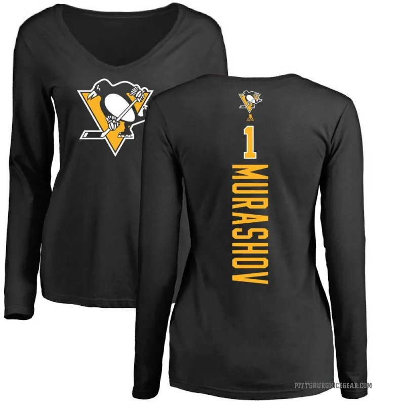 Sergei Murashov Women's Black Pittsburgh Penguins Backer Long Sleeve T-Shirt -