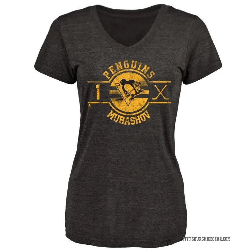 Sergei Murashov Women's Black Pittsburgh Penguins Insignia T-Shirt -