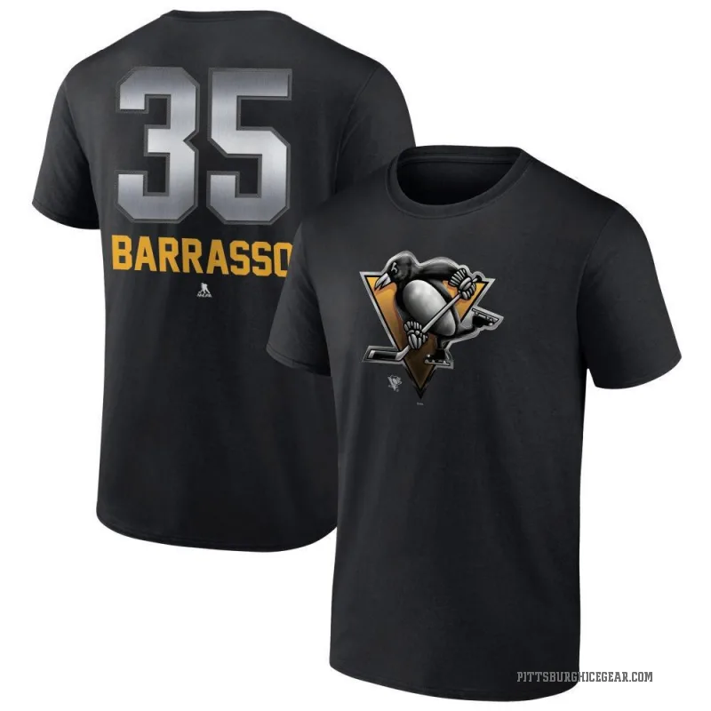 Tom Barrasso Men's Black Pittsburgh Penguins Midnight Mascot Logo T-Shirt