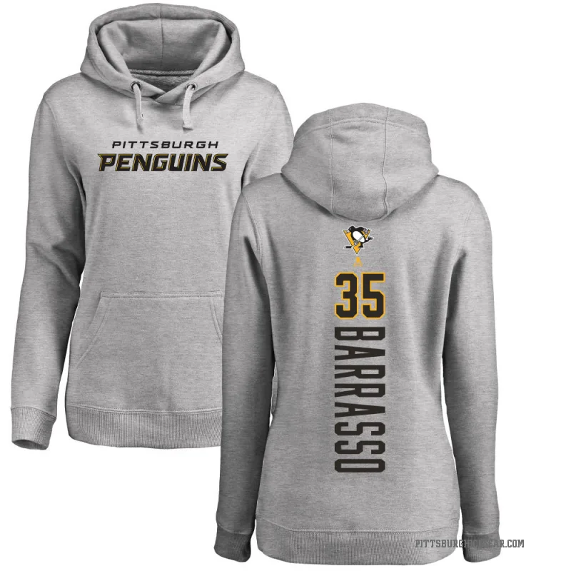 Tom Barrasso Women's Pittsburgh Penguins Branded Ash Backer Pullover Hoodie