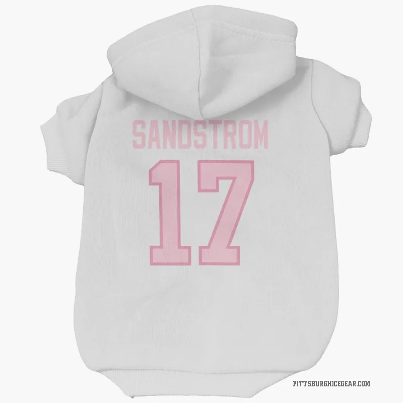 Tomas Sandstrom  White Pink Pittsburgh Penguins  Cat & Dog Pet Hoodie