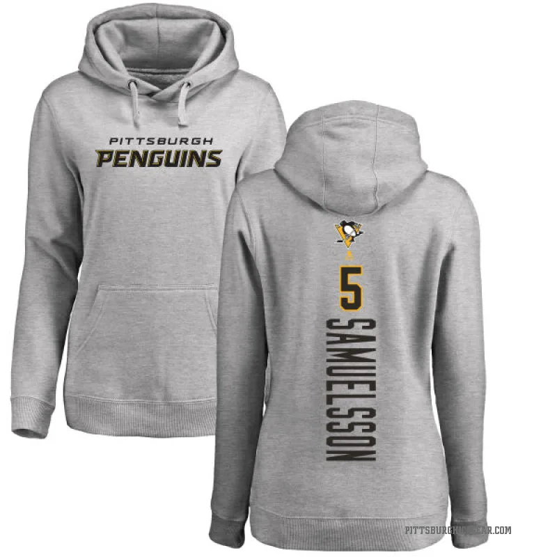 Ulf Samuelsson Women's Pittsburgh Penguins Branded Ash Backer Pullover Hoodie