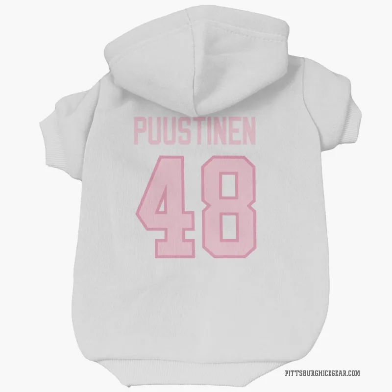 Valtteri Puustinen  White Pink Pittsburgh Penguins  Cat & Dog Pet Hoodie