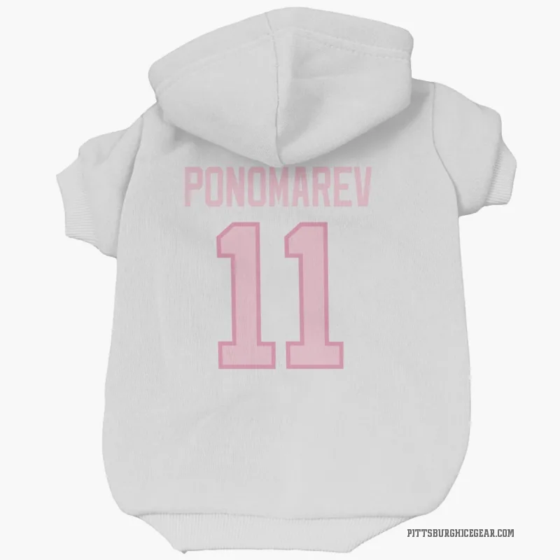 Vasily Ponomarev  White Pink Pittsburgh Penguins  Cat & Dog Pet Hoodie