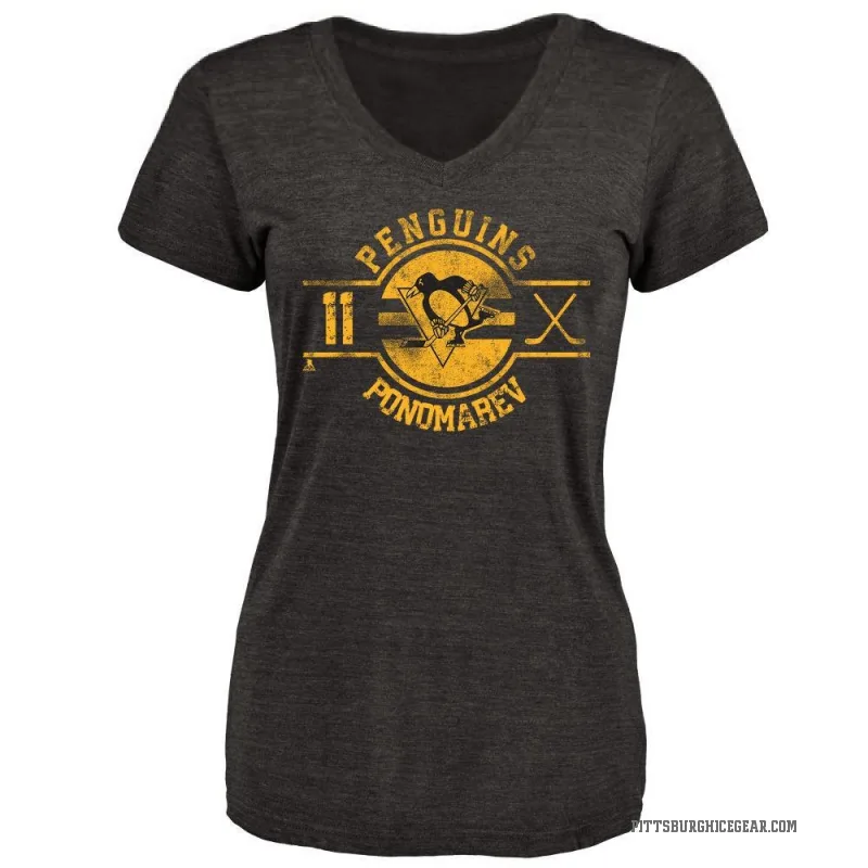 Vasily Ponomarev Women's Black Pittsburgh Penguins Insignia T-Shirt -